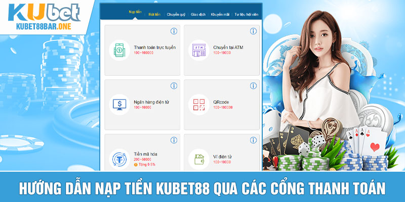 Hướng dẫn nạp tiền Kubet88 qua các cổng thanh toán